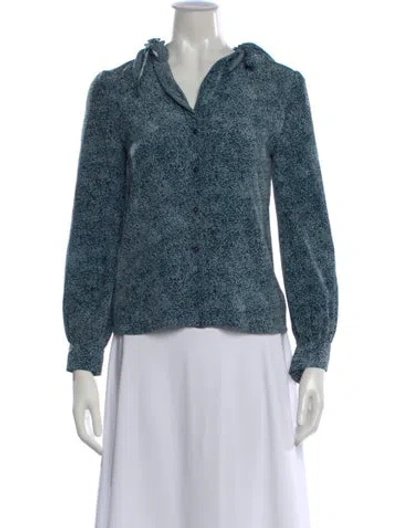 Pre-owned Rachel Comey Silk Printed Blouse In Blue