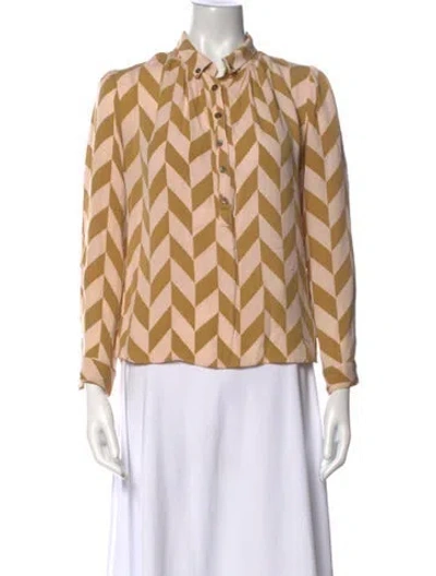 Pre-owned Rachel Comey Silk Printed Button-up Top In Multi