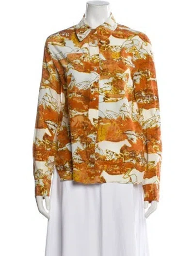 Pre-owned Rachel Comey Silk Printed Evening Jacket In Yellow