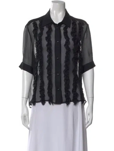 Pre-owned Rachel Comey Silk Short Sleeve Blouse In Black