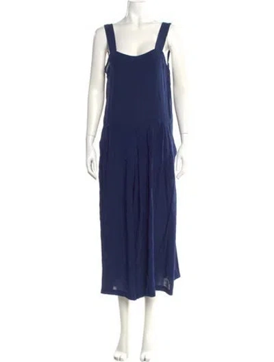 Pre-owned Rachel Comey Silk Square Neckline Jumpsuit In Blue