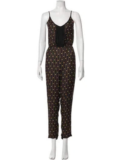 Pre-owned Rachel Comey Silk Striped Jumpsuit In Black