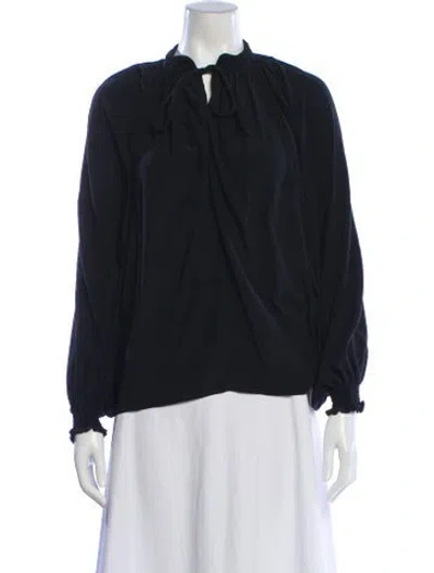 Pre-owned Rachel Comey Silk Tie Neck Blouse In Black