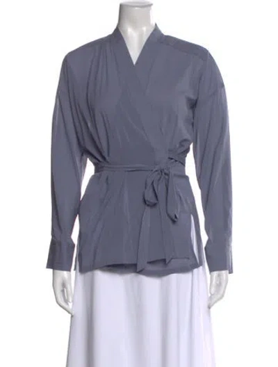 Pre-owned Rachel Comey Silk V-neck Blouse In Blue