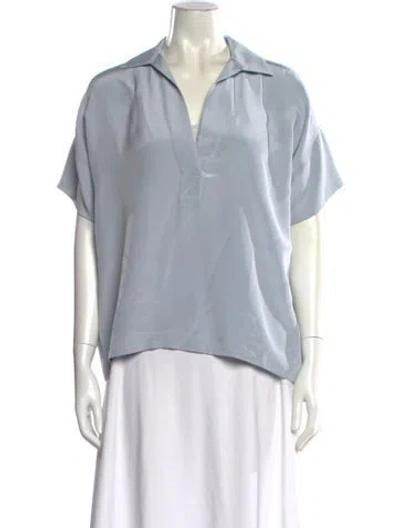 Pre-owned Rachel Comey Silk V-neck Blouse In Blue