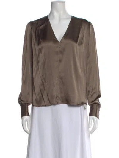 Pre-owned Rachel Comey Silk V-neck Blouse In Brown
