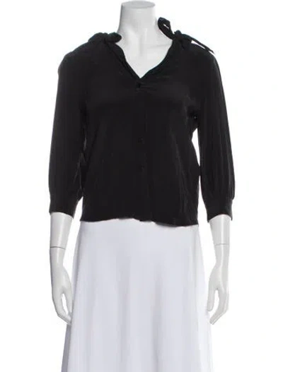 Pre-owned Rachel Comey Silk V-neck Blouse In Gray