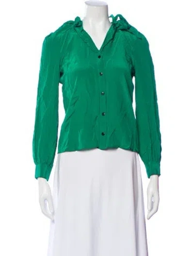 Pre-owned Rachel Comey Silk V-neck Blouse In Green