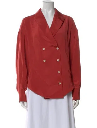 Pre-owned Rachel Comey Silk V-neck Blouse In Orange