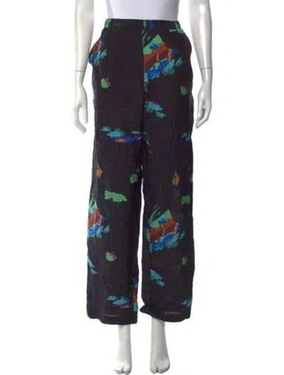 Pre-owned Rachel Comey Silk Wide Leg Pants In Black/blue