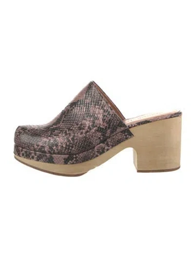Pre-owned Rachel Comey Snakeskin Animal Print Mules In Black