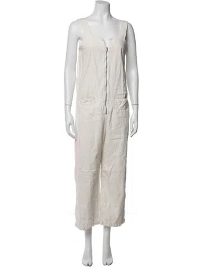 Pre-owned Rachel Comey Square Neckline Jumpsuit In White
