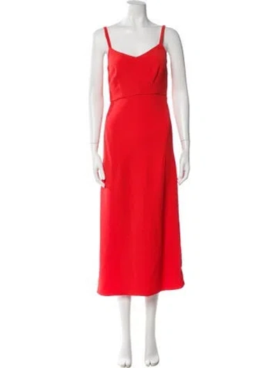 Pre-owned Rachel Comey Square Neckline Long Dress In Red