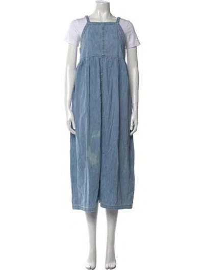 Pre-owned Rachel Comey Square Neckline Midi Length Dress In Blue