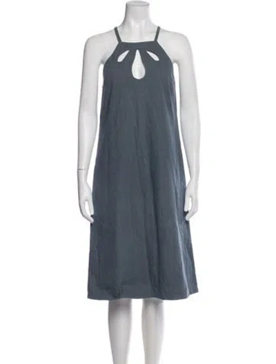 Pre-owned Rachel Comey Square Neckline Midi Length Dress In Blue