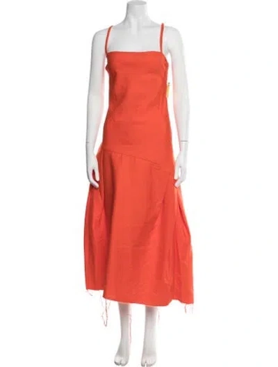 Pre-owned Rachel Comey Square Neckline Midi Length Dress In Orange