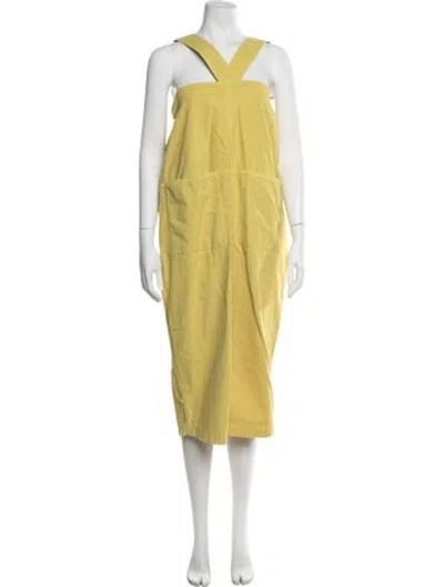 Pre-owned Rachel Comey Square Neckline Midi Length Dress In Yellow