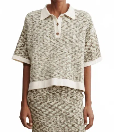 Rachel Comey Staub Short Sleeve Polo Top In Beige In Multi