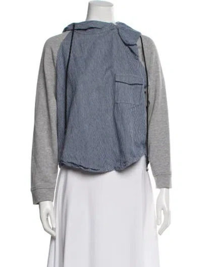 Pre-owned Rachel Comey Striped Crew Neck Hoodie In Blue