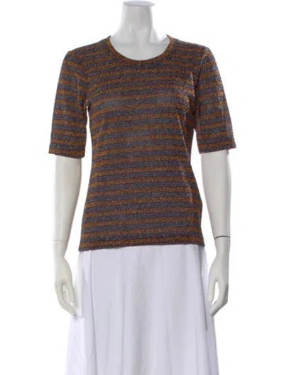 Pre-owned Rachel Comey Striped Crew Neck T-shirt In Brown