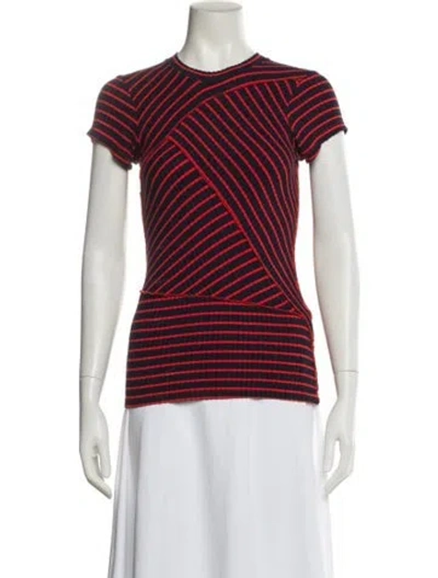 Pre-owned Rachel Comey Striped Crew Neck T-shirt In Red