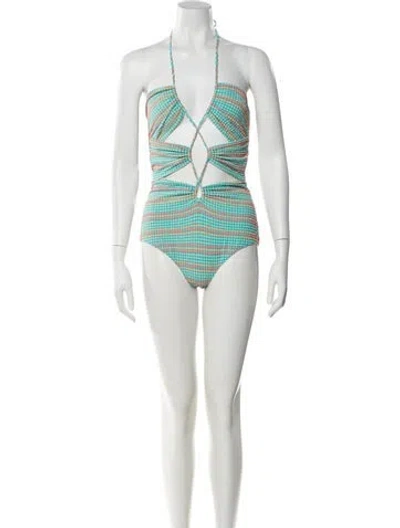 Pre-owned Rachel Comey Striped Cutout Accent One-piece In Blue