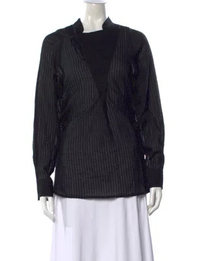 Pre-owned Rachel Comey Striped Long Sleeve Blouse In Black