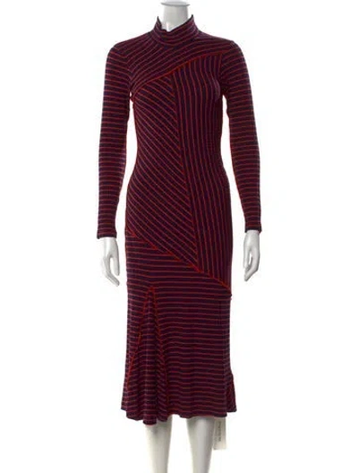 Pre-owned Rachel Comey Striped Midi Length Dress In Blue/red