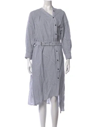 Pre-owned Rachel Comey Striped Midi Length Dress In Grey/white