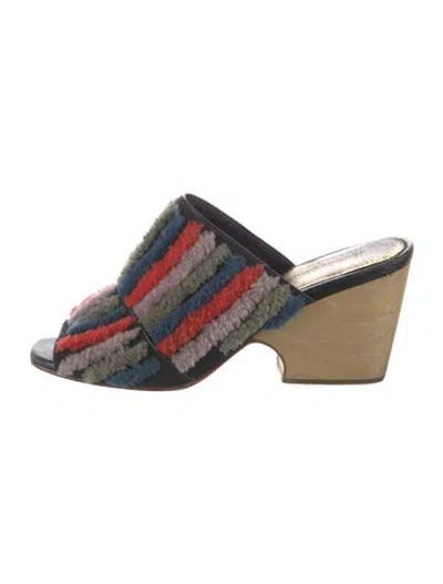 Pre-owned Rachel Comey Striped Mules In Black