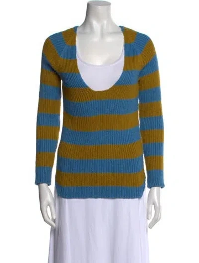 Pre-owned Rachel Comey Striped Scoop Neck Sweater In Blue