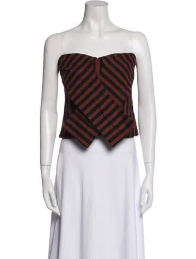 Pre-owned Rachel Comey Striped Strapless Crop Top In Brown