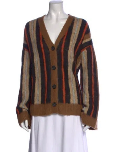 Pre-owned Rachel Comey Striped V-neck Sweater In Brown