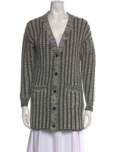 Pre-owned Rachel Comey Striped V-neck Sweater In Gray