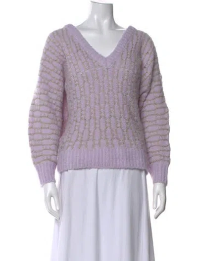 Pre-owned Rachel Comey Striped V-neck Sweater In Purple