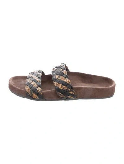 Pre-owned Rachel Comey Suede Animal Print Slides In Brown