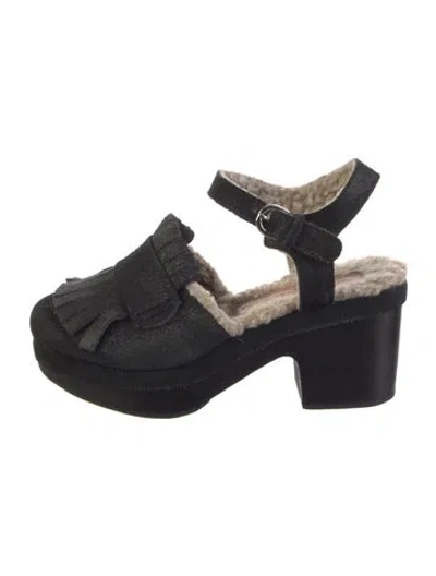 Pre-owned Rachel Comey Suede Colorblock Pattern Mules In Blue