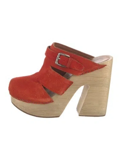 Pre-owned Rachel Comey Suede Colorblock Pattern Mules In Orange