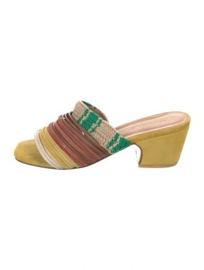 Pre-owned Rachel Comey Suede Colorblock Pattern Slides In Neutral