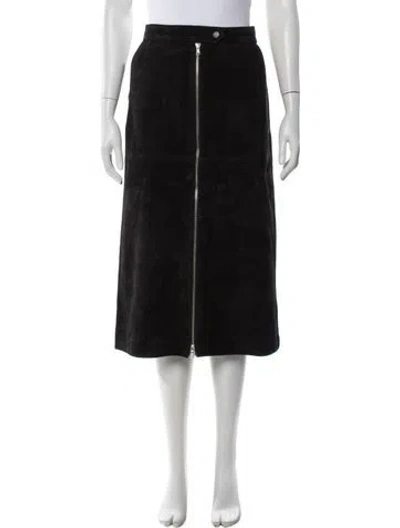 Pre-owned Rachel Comey Suede Midi Length Skirt In Black