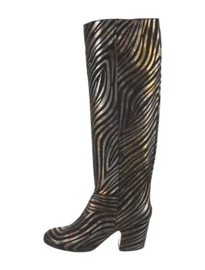 Pre-owned Rachel Comey Suede Striped Rain Boots In Black