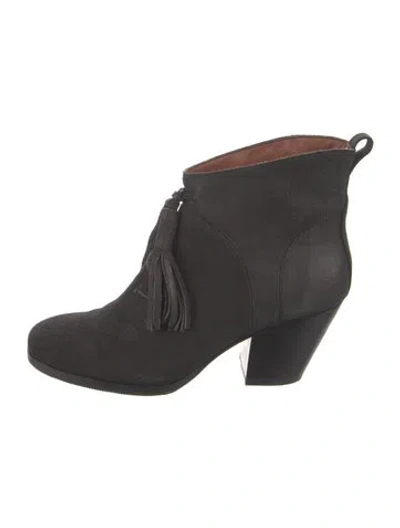 Pre-owned Rachel Comey Suede Tassel Accents Lace-up Boots In Black