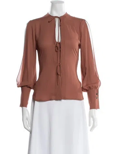 Pre-owned Rachel Comey Tie Neck Long Sleeve Blouse In Brown