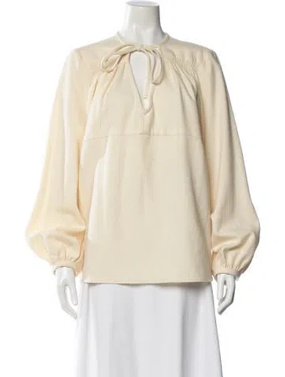 Pre-owned Rachel Comey Tie Neck Long Sleeve Blouse In Neutral