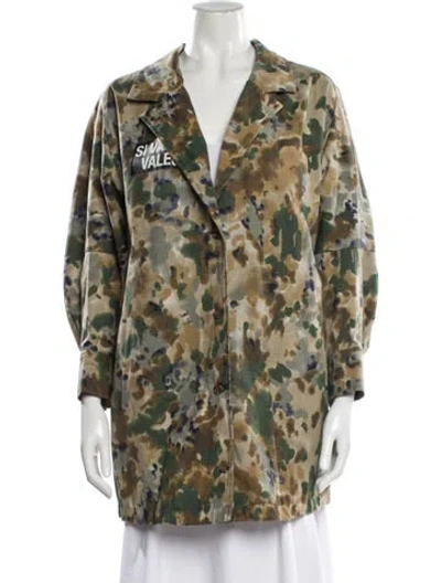 Pre-owned Rachel Comey Tie-dye Print Faux Fur Coat In Green