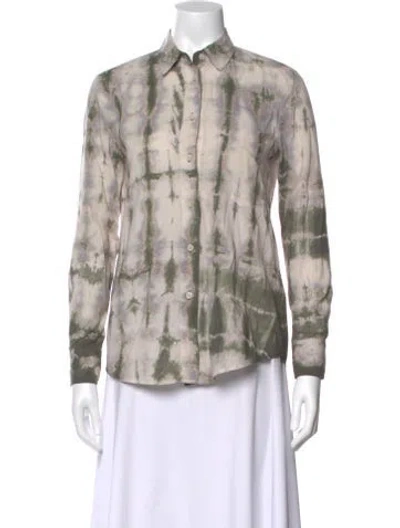 Pre-owned Rachel Comey Tie-dye Print Long Sleeve Button-up Top In Multi