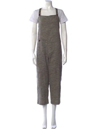 Pre-owned Rachel Comey Tweed Pattern Square Neckline Overalls In Brown