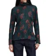 Rachel Comey Varda Rose-printed Long Sleeve Top In Petrol In Multi