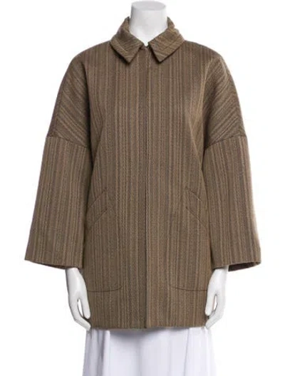 Pre-owned Rachel Comey Virgin Wool Striped Jacket In Brown