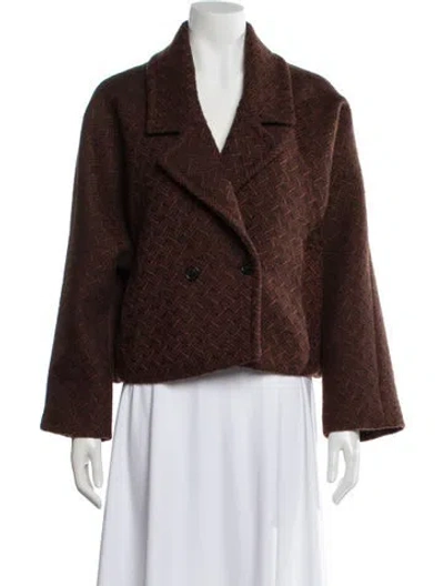 Pre-owned Rachel Comey Virgin Wool Tweed Pattern Jacket In Brown